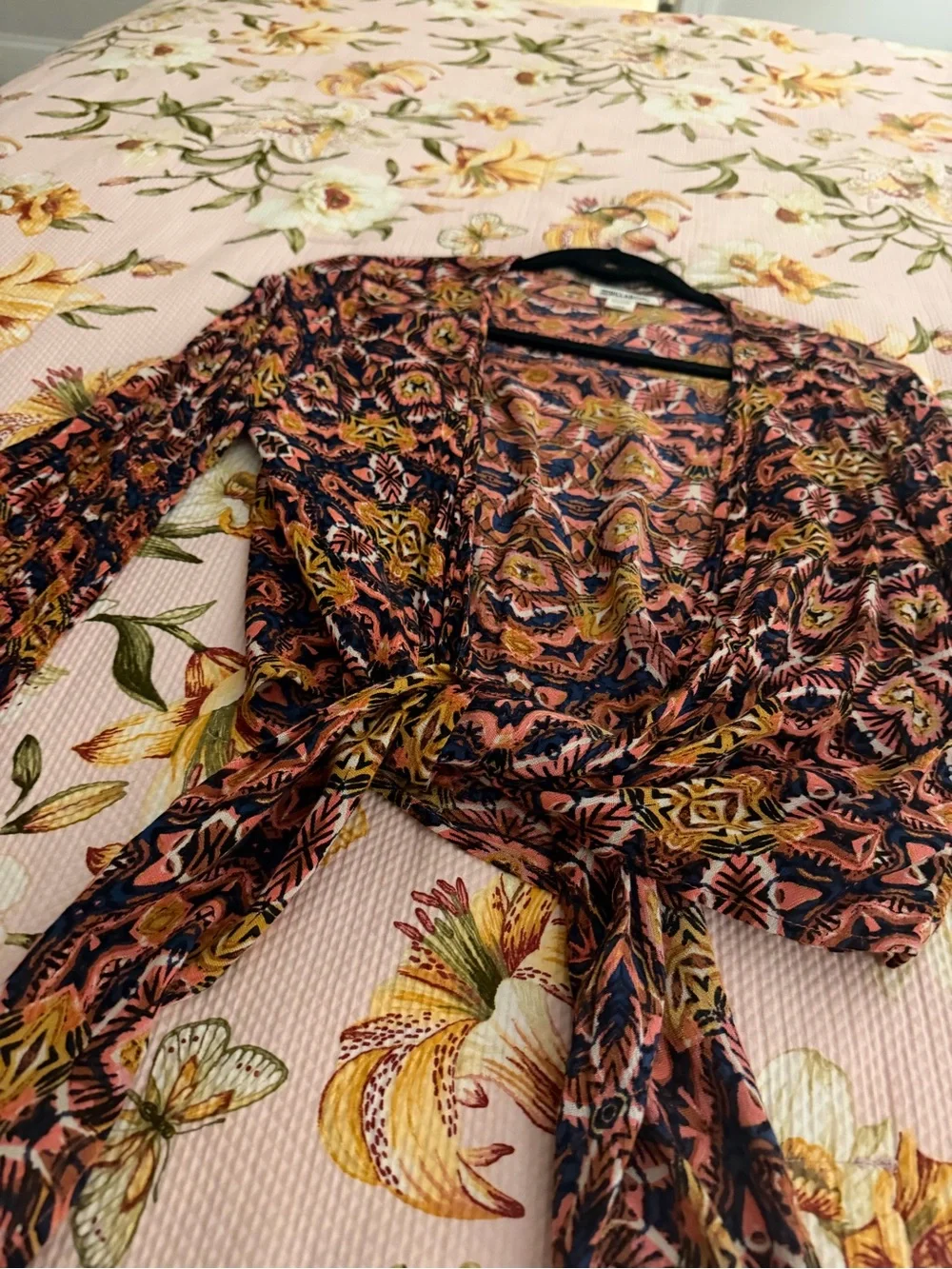 Billabong Rust Multi Floral Tie-Front Top